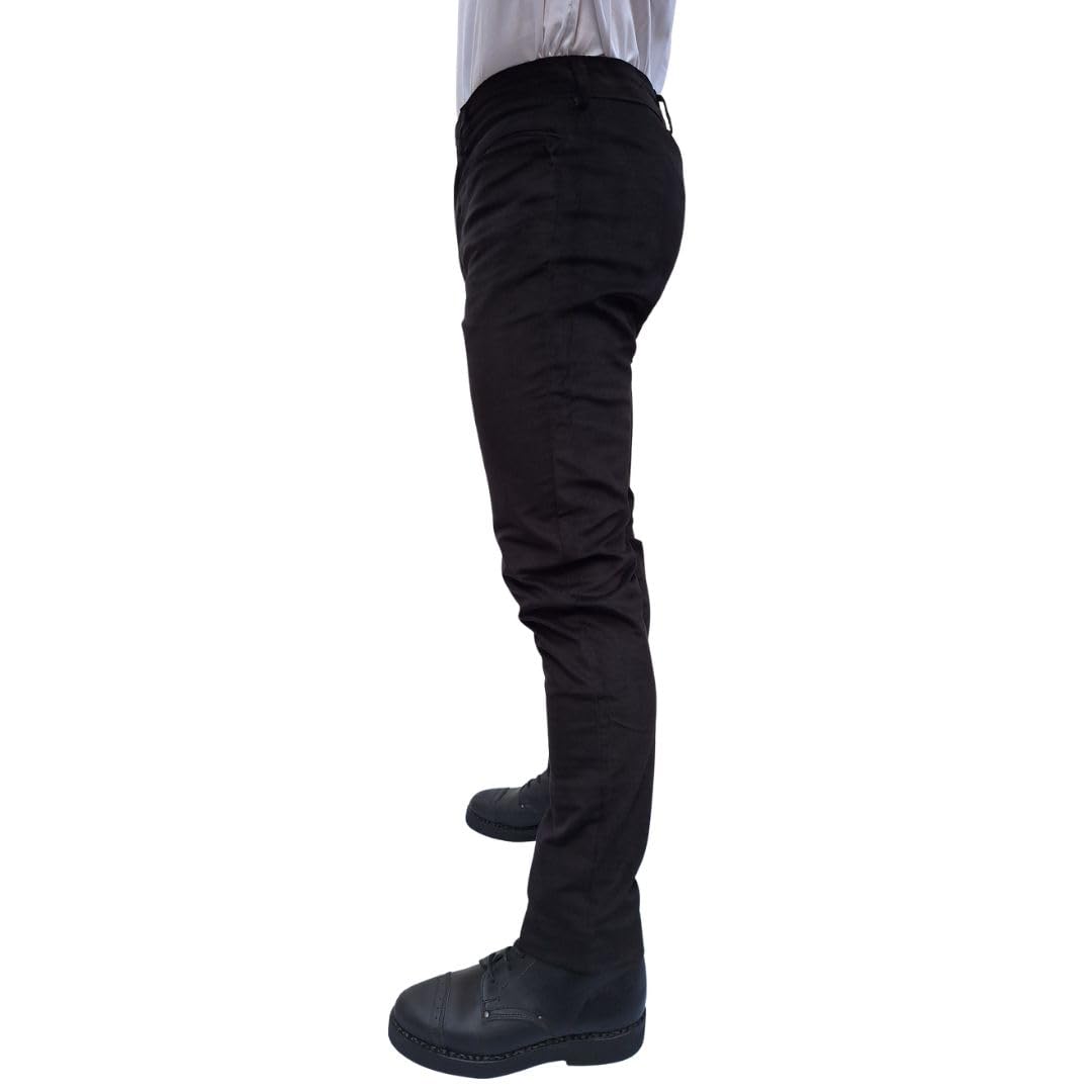 MELONI Pantalone sardo in Velluto Liscio, Vellutino Uomo, Slim Fit, Nero, Gamba Stretta
