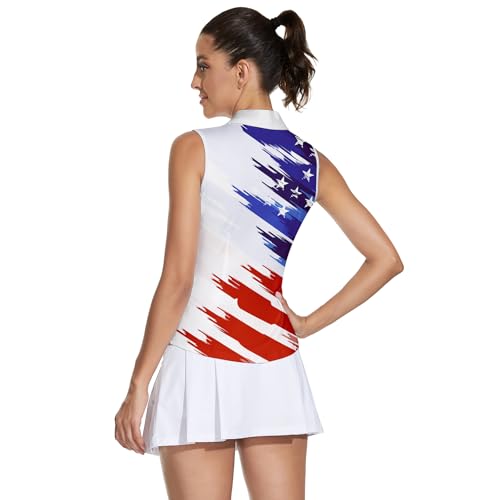 Image of Soneven Women's Sleeveless Golf Top Floral Athletic Golf Wear Moisture Wicking Sleeveless Polo Quick Dry