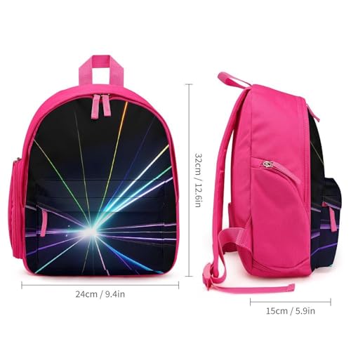 Laser Light Backpack Small Book Bag with Side Pocket, Lightweight Durable Backpack, Travel Rucksack, Pink-style2