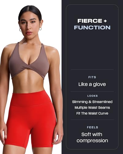 Image of Aoxjox Trinity Workout Biker Shorts for Women Tummy Control High Waisted Exercise Athletic Gym Running Yoga Shorts 6 inch