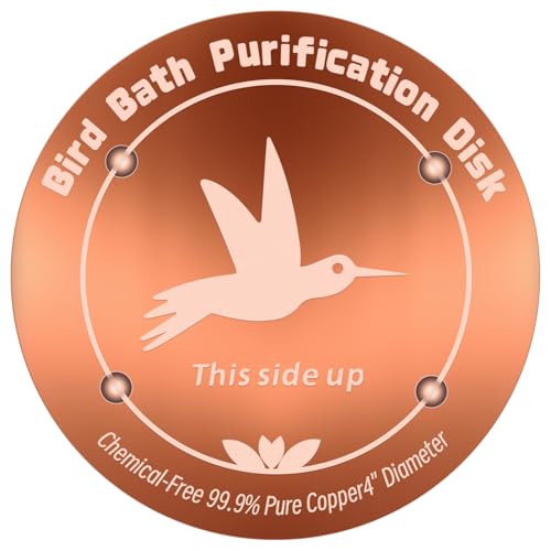 4 Inches Pure Copper Bird Bath Purification Disk,0.6mm thick,Reinforced Copper Purification Cleaner with Four-Point Support,All-Season Safe Clean Water Solution,Universal Fit for Outdoor Birdbath&Bowl