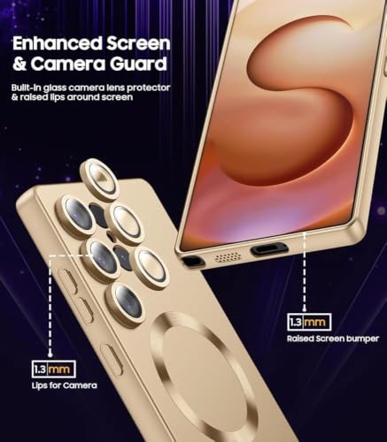Image of DIZORO Samsung S25 Ultra Case, Compatible with Mag Safe Back Cover, Matte Luxury Metallic Luster Flexible TPU Wireless Charging Shockproof Case with Camera Protector (Metallic Silver)