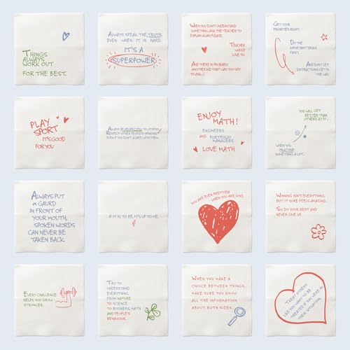 Servilletas para niños Tiny Truths contra el desánimo escolar con frases alegres 7