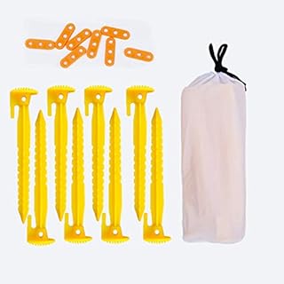 9 Inch Plastic Tent Stakes for Sand,Heavy Duty Tent Stakes for Beach Tent,for Canopy Tent with Wind Rope Buckle & Pouch,Ultimate Ground Stakes,Durable Tent Pegs for Outdoor & Garden Lawn-8Pack