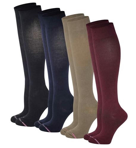 Dr. Motion 4 Pairs Graduated Compression Knee-hi Women's Socks (Multi color)