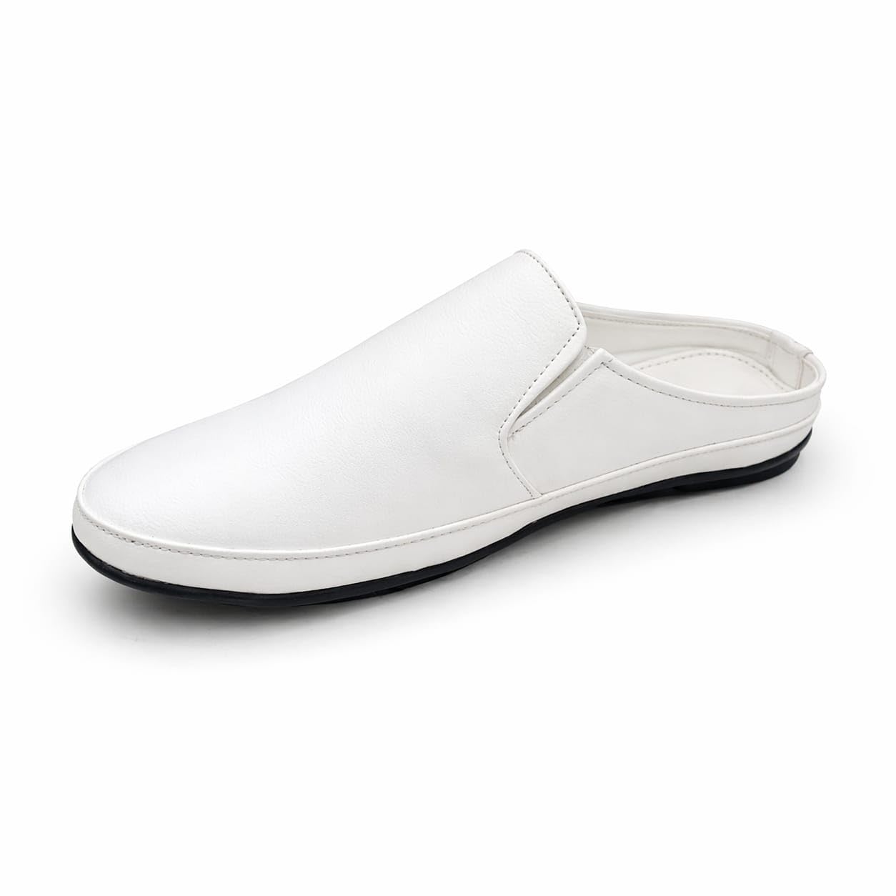 Men’s White Slip-On Mule Loafers | Lightweight Backless Casual Shoes | Comfortable Flat Walking Clogs Indoor and Outdoor-image-43