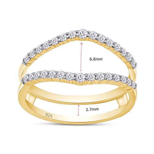 SAVEARTH DIAMONDS 2/5 ct t.w Round Cut Lab Created Moissanite Diamond Curved Ring Guard Enhancer In 14K Gold Over Sterling Silver For Womens (D Color, VVS1 Clarity 0.40 Cttw)4