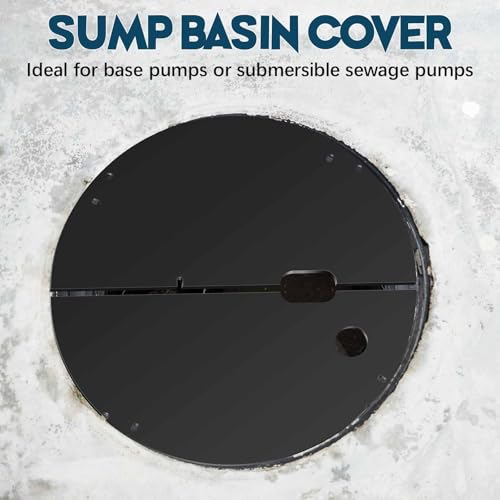 Image of 20.5 Inch Sump Pump Cover Plastic Submersible Sump Basic Cover Black Septic Tank Lid for Water Pump Basin Bucket Outdoor Well (Split)