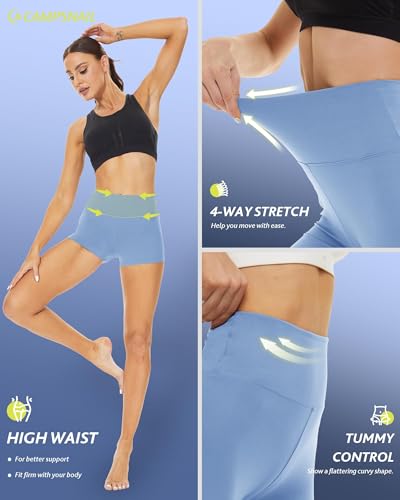 CAMPSNAIL Workout Biker Shorts Women - 3"/5"/8" High Waisted Tummy Control Spandex Booty Volleyball Shorts for Yoga Dance