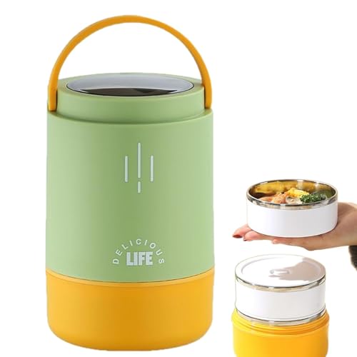 Contenedor de alimentos fríos y calientes, termos de alimentos aislados, la prueba de fuga se mantiene caliente o fría, mantiene la frescura, el material seguro fácil de usar, 17.1 cm para uso diario