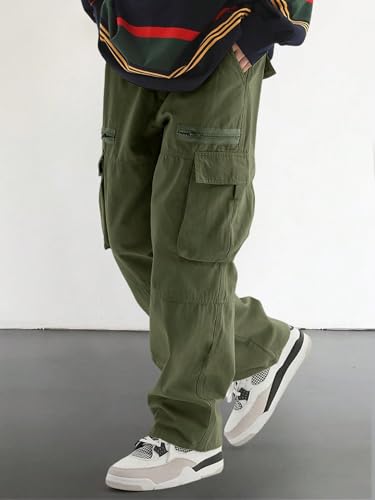 Image of Q - RIOUS Cotton Casual Cargo Pants for Men - Multi-Pocket Style