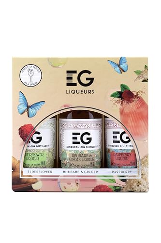 Edinburgh Gin Flavoured Gin Liqueur Gift Pack | 3 x 5cl | 20% ABV | Featuring Famous Rhubarb & Ginger Raspberry and Elderflower Gin Liqueurs | Tasting Pack | Gift for Gin Lovers and Experimenters