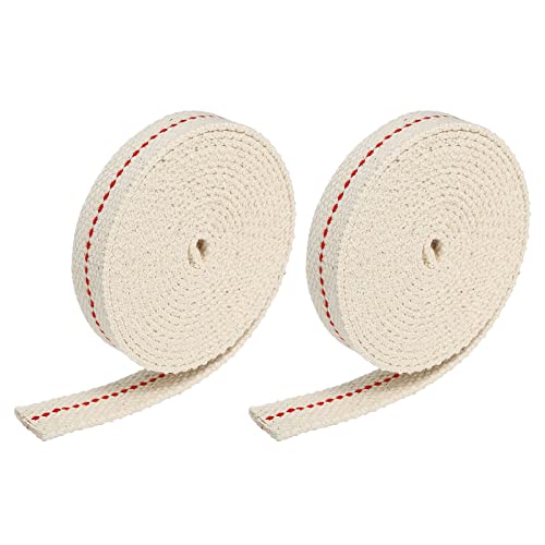Tool parts Cotton Oil Lamp Wick 5/8 Inch Flat Wide 2 Meter/6.5Ft Long Red Stitch - 2 Roll