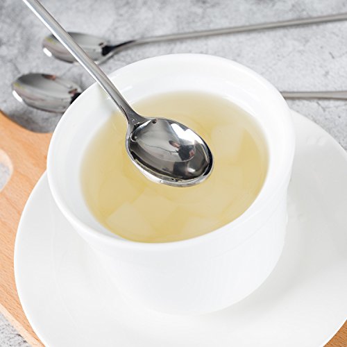 Image of Long Handle Iced Tea Spoons, 9 inch 18 /10 Stainless Steel Cocktail Stirring Spoons with Thickened Ergonomic Handle, Tall Coffee & Latte Stirrers, Dessert Spoon Set, Dishwasher Safe (9 IN) (Pack of 2)