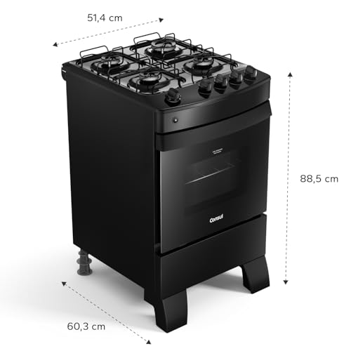 Consul Fogão 4 bocas Preto Consul com mesa esmaltada – CFO4ZAE Bivolt