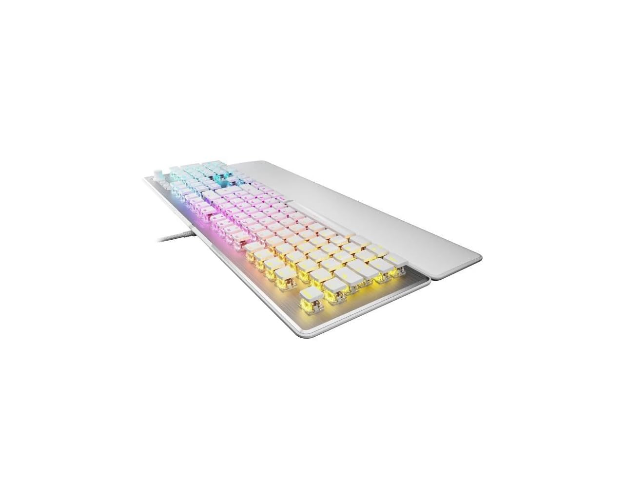 Roccat Vulcan II - Clavier de Jeu Mécanique Pour Pc, Touches Rétro-Éclairées RGB Personnalisables, Repose-Poignet Amovible, Titan II Linear Switches, Blanc