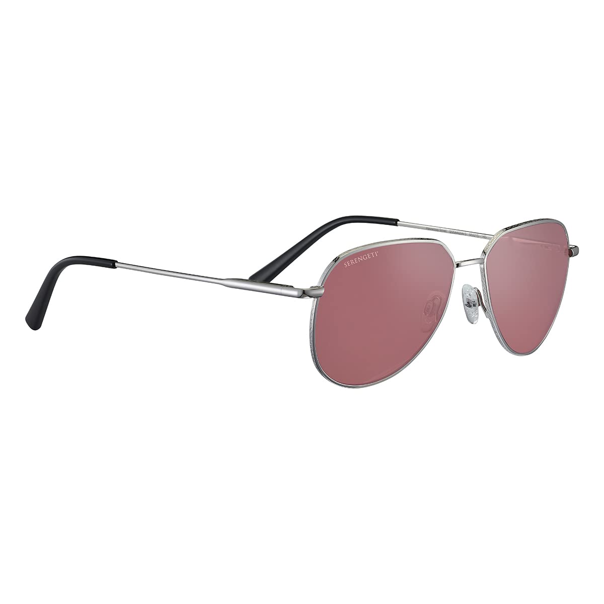 Serengeti Aviator Shiny Silver Sunglasses - Polarized Mineral Sedona Grey Lenses - Haywood Small Frame - One Size