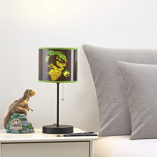 Image of Jurassic World Stick Table Kids Lamp, with Pull Chain, Themed Printed Decorative Shade,Metal