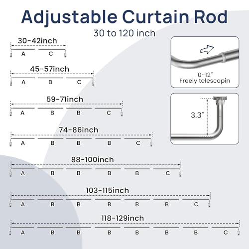 Image of ENJOYBASICS 66-120 inch Wrap Around Curtain Rod, Quick Curtain Change, Silver