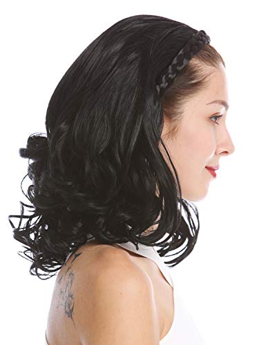 WIG ME UP - TYW60876H-1 Halfwig Hairpiece Extension with braided hair circlet shoulder length tips curled stringy wet-look black 17inch - Image 3