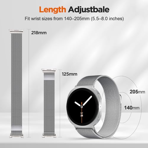 Image of Compatible with Samsung Galaxy Watch 8 Strap Metal 40mm /44mm magnetic milanese Loop Galaxy Watch 8 Classic Band 46mm Replacement Watchband Black Gold Rose Pink (No Watch)