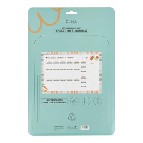 Mr. Wonderful Magnetischer Wochenplaner für Menüs – Gesundes Leben, Woche für Woche – Wochenplaner