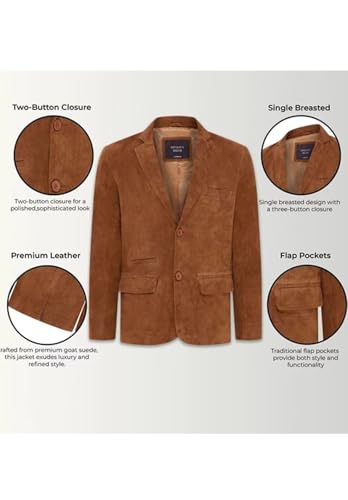 Men's V Neck Suede Blazer Single Breasted Casual Faux Leather Jacket with Pockets2