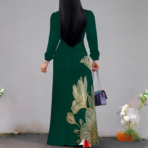 Image of PinkPatty Women's Long Sleeve Maxi Dress Plus Size Trendy Wedding Guest Dress with Pockets&Belt