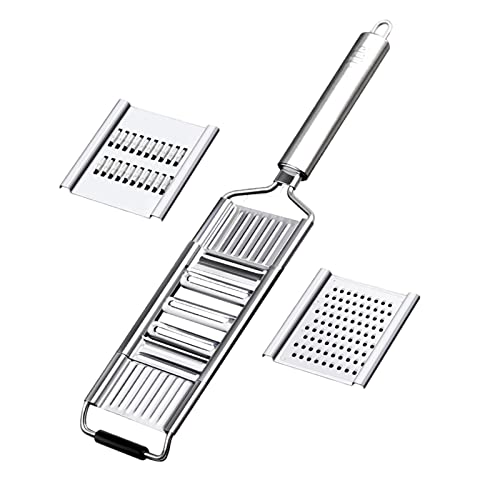 Cortador de verduras, Rallador, picador y rebanador de verduras - cocina 3 cuchillas for zanahorias más Plateado, juego piezas
