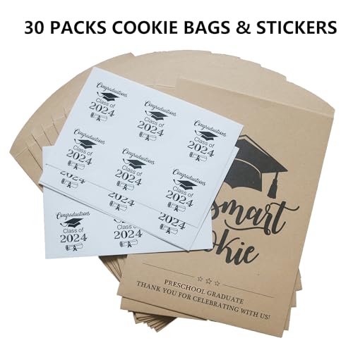 One Smart Cookie Bags for Preschool Graduation Decorations, Preschool Graduation Candy Cookie Treat Gift Bags, PRE-K Graduation Decorations 2024, CKDZ Preschool Graduation Decorations 2024 - Image 6
