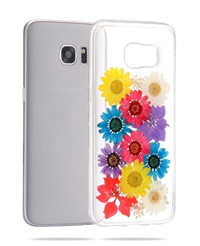 Shopping_Shop2000 Handmade Daisy Floral Real Pressed Dried Flowers TPU Gel Rubber Skin Silicone Protective Plastic Soft Phone Case for Samsung Galaxy S8 Plus Only (#31)