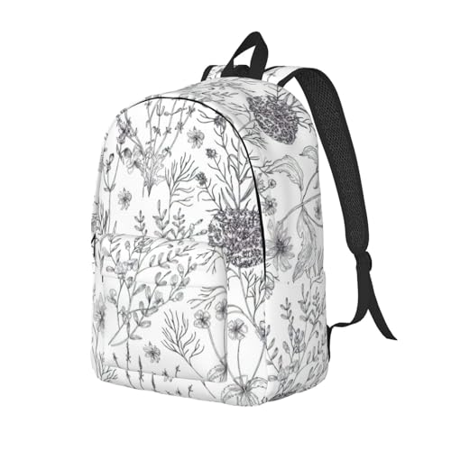 BREAUX Flowering Herbs and Herbaceous Plants Canvas Casual Lightweight Duffel Bag, Fashion Duffel Bag, Unisex Travel Backpack2