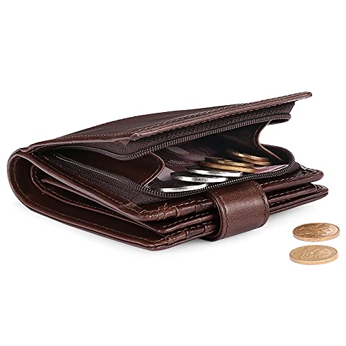 GOIACII Mens Wallet Large Capacity Genuine Leather RFID Blocking Bifold Wallets for Men with ID Window and 15 Card Slots4