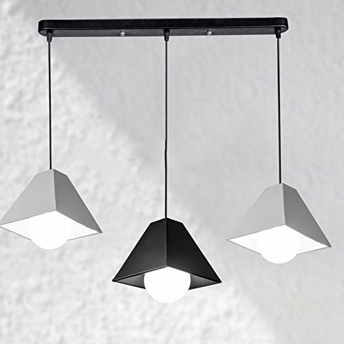 Plafonnier géométrique LED à hauteur réglable suspension trois cubes noirs