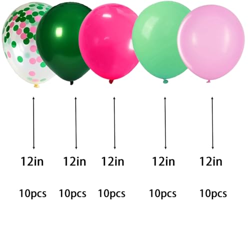 Image of We Moment 12 inch Pink and Green Balloons for Pink Green Theme Party Birthday Wedding Decoration,50pcs