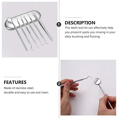 HEALLILY Ferramenta Dental Aço Inoxidável Palheta Dental Fio Dental Raspador de Dente Removedor de P