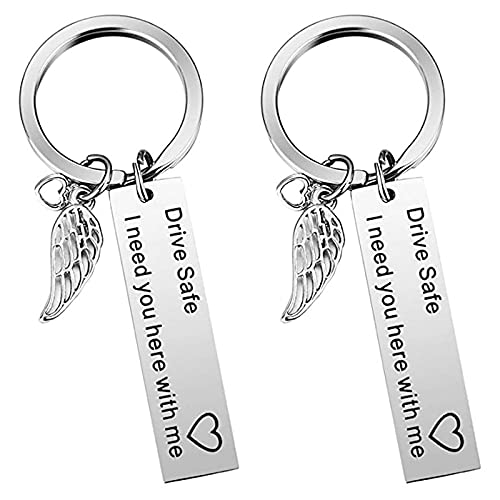 Xinlon 2 Pièces Drive Safe Porte-Clés, Porte-Clés Petit Ami, Porte-Clés Saint-Valentin Porte-Clés Mari, pour Hommes Cadeaux d'Anniversaire de Noël Camionneur Papa Cadeaux Cover