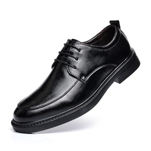 Leather Shoes Summer Breathable Business British Style Casual Soft Sole Black Men's Shoes Oxfords(Black,6.5)