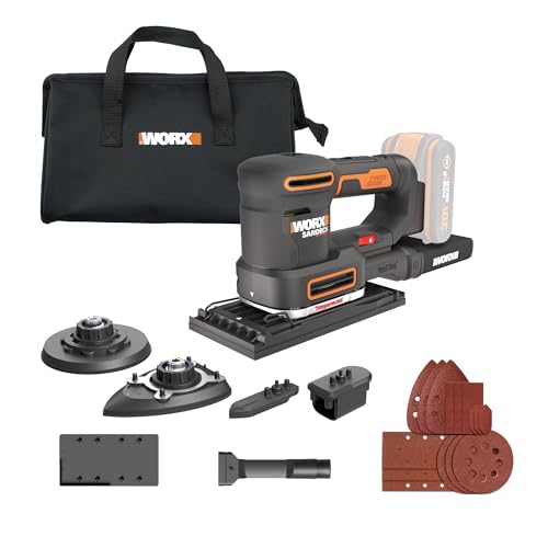 WORX Ponceuse Multifonction sans Fil 20V WX820.9, outil 5 en 1, Vitesse Variable, idéal pour le...