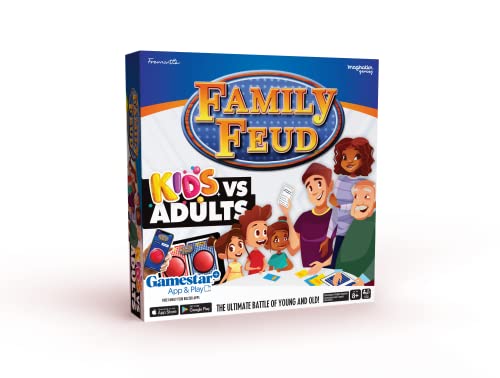 Imagination Gaming Family FEUD Kids VS Adults Edition Card Game Get Ready for a Family Showdown 150 Question Cards 50 Fast Money Cards Complementary App with Sound Effects from The Show