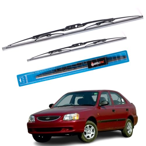 Image of Windshield Car Wiper Blades Metal Frame Water Repellant Cleaning Wiper Blades Refills Best for Hyundai Accent Viva (2004 Onwards) Dr 20 inch /Pa 18 inch
