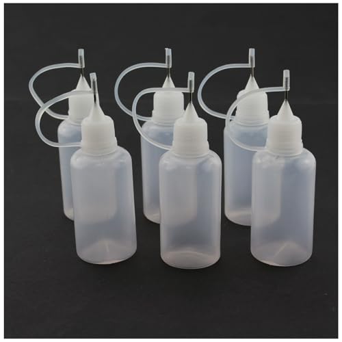 TAODAN 6PCS 1 Ounce Needle Tip Glue Bottle 30ml Plastic Dropper Bottles Colour Dispenser Bottle for Quilting and Paper Crafts