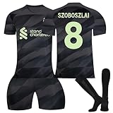 Generisch Fußball Trikot Kinder, Liverpool 23/24 Neue Saison Hause Auswärts Trikots Shorts Socken Set Für Kinder Erwachsene, Nr.8 Szoboszlai, Fussball Jersey Trainingsanzug Football (S, lp-8)
