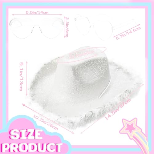 Image of SHENYI Glitter Cowgirl Hat with Heart Sunglasses Body Glitter Face Glitter Cowboy Hat for Women Men Music Festival Party
