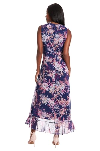 Image of London Times Women's Dresses Ruffle V-Neck and Faux Wrap Maxi Dress
