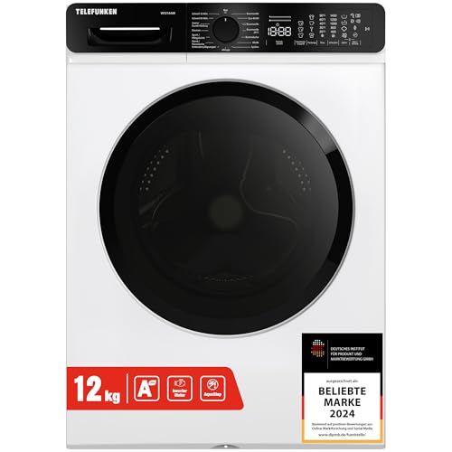 Telefunken Waschmaschine 12kg | Frontlader 1400 U/Min. | Klasse A - 20% | Inverter Motor | AquaStop | Schontrommel | 15 Programme | Startzeitvorwahl | Kindersicherung | LED-Display | W1214AW weiß