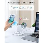 Magnetic Wireless Charger for iPhone - 3-in-1 Fast Charging Station Compatible with MagSafe Charger iPhone 16-12 Series Apple Watch AirPods for Nightstand Desktop Bedside (White) - Image 3