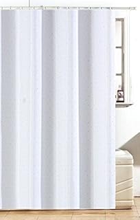 Diamante White Fabric Bathroom Shower Curtain With Hooks 180cm x 180cm Hallways ®
