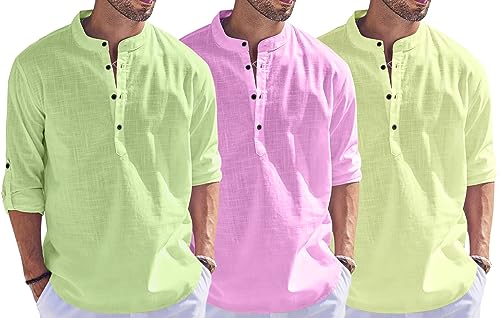Image of Combo of Men Solid Cotton Blend Straight Kurta Shirt Pack of 3