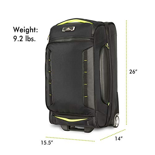 High Sierra AT8 Wheeled Upright Duffel Bag, Black/Zest, 26-Inch